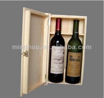 Shenzhen Factory Oem Pine Wood Double Bottle Wine Box MH-WB-15023