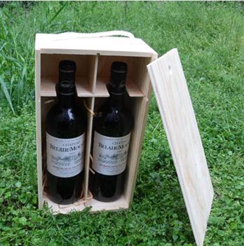 Wholesale Timber Pine Wood Wine Gift Box For 2 Bottles MH-WB-15024