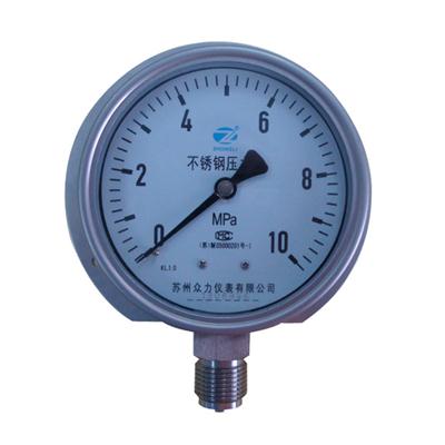 4 Inch-100mm Full Stainless Steel Bottom Thread Type Pressure Manometer With Flange