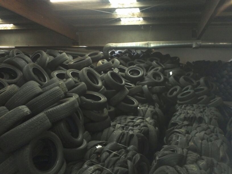 Used Tire Scrap on Bales