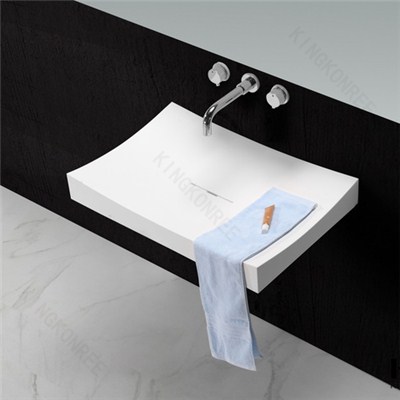 KKR Solid Surface Wall Hung Bathroom Wash Basin