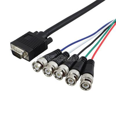 HD15 VGA To 5 BNC RGBHV Monitor Cable - M/M