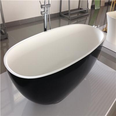 Black solid surface egg shape bathtub BAT-004