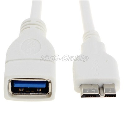 White USB 3.0 Micro B To USB 3.0 Female OTG Cable