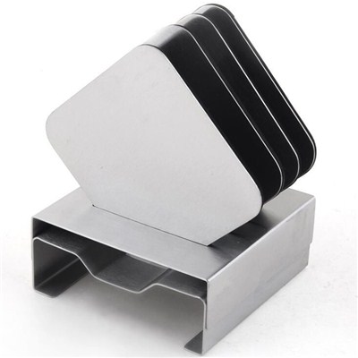 CA004 Stainless Steel Barware Coasters With Stand And EVA Packing Cup Mat