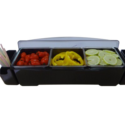 BC017 ABS + PP Plastic 3pcs Condiment Tray Storage Containers Fruit Holder