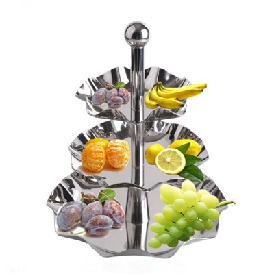 FH021 Stainless Steel Barware Fruit Holder Fruit Plate Fruit Bowl Serving Tray with Stand