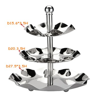 FH024-02 Stainless Steel Barware Fruit Holder Fruit Plate Fruit Bowl Serving Tray with Stand