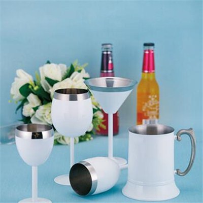 MM031 5.5oz Good Quality Stainless Steel Barware Mug Double-Walled Martini Cup with Cooling Gel Wine Goblet Cup Beer Cup