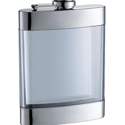 HF0025 6oz Stainless Steel Barware Square Shape Hip Flask with Arcylic Body