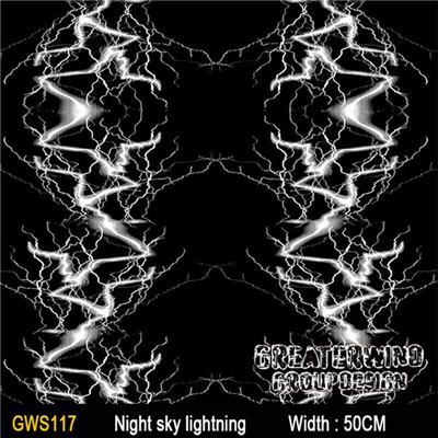 2016 Year GWS117 New Pattern For Nigth Sky Lightning Water Transfer Printing Film Hydrographic Skull Film