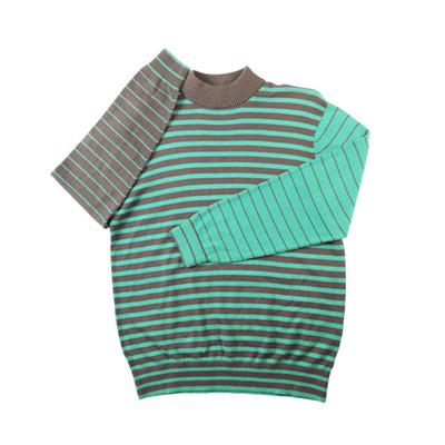 special casual jersey pullover half turtleneck colorblock striped cotton sweater