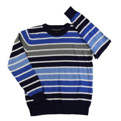 wholesale stock everyday mesh block sweater crewneck striped pullover sweater