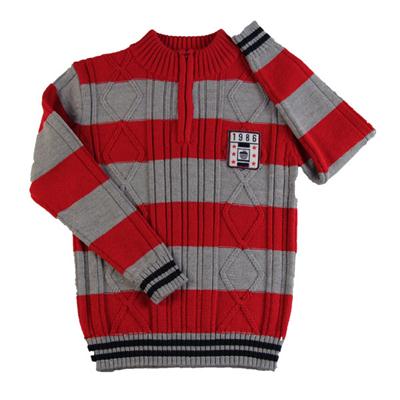 2015 boy's cotton argyle rib knitwear colorblock polo sweater
