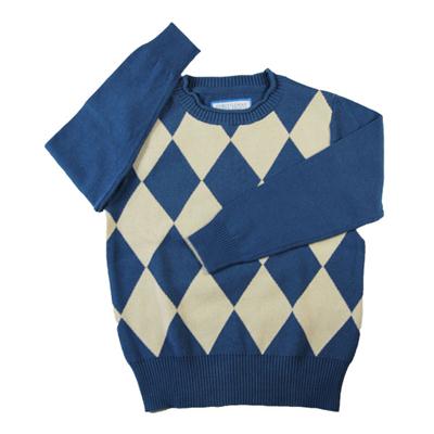 2016 fall winter boy's jacquard argyle pullover sweater curl collar knitwear