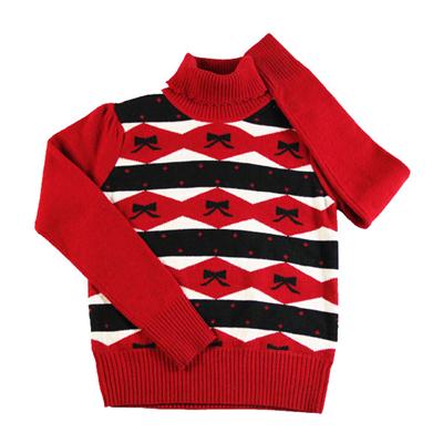 girl's good quality jacquard wool pullover turtleneck winter knitwear