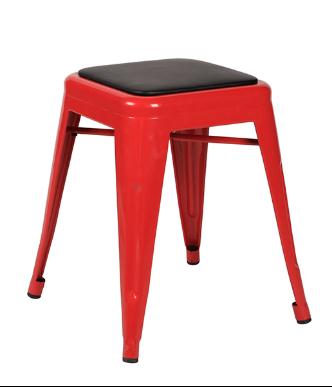 Red Metal Dining Chair With Cushion