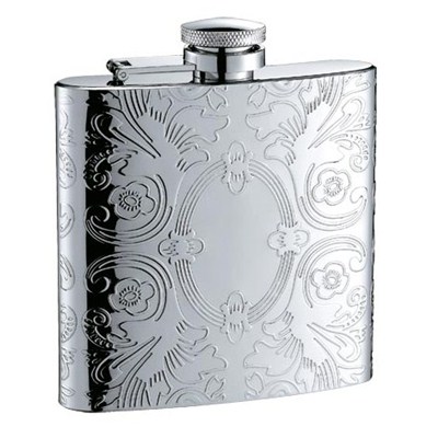 HF065 6oz Stainless Steel Barware Square Shape Hip Flask Wine Flask with Embossed