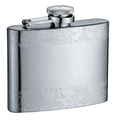 HF066 4oz Stainless Steel Barware Square Shape Hip Flask Wine Flask with Embossed