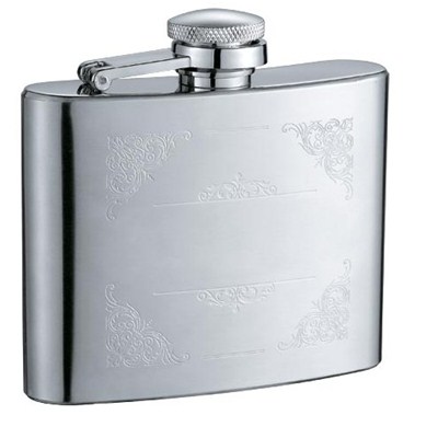 HF067 4oz Stainless Steel Barware Square Shape Hip Flask Wine Flask with Embossed