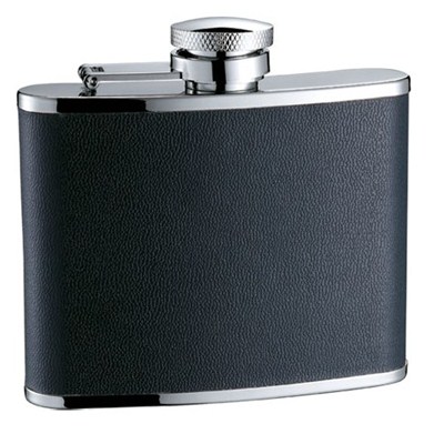 HF094 4oz Stainless Steel Barware Square Shape Hip Flask Wine Flask with PU Wrapped
