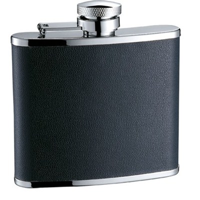 HF095 5oz Stainless Steel Barware Square Shape Hip Flask Wine Flask with PU Wrapped