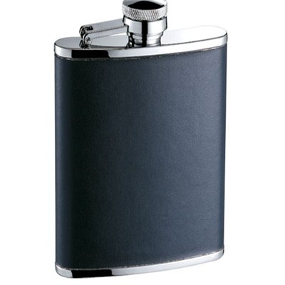HF098 8oz Stainless Steel Barware Square Shape Hip Flask Wine Flask with Leather Wrapped