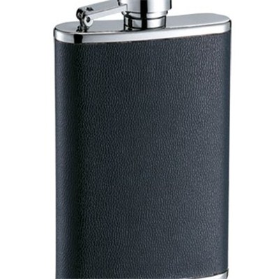 HF101 3.5oz Stainless Steel Barware Square Shape Hip Flask Wine Flask with PU Wrapped