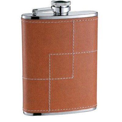 HF120 8oz Stainless Steel Barware Square Shape Hip Flask Wine Flask with PU Wrapped