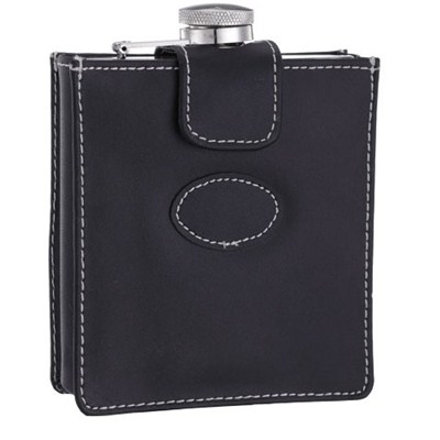 HF176 7oz Stainless Steel Barware Square Shape Hip Flask Wine Flask with PU Bag