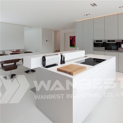 Solid Surface White Open Plan Kitchen Counter