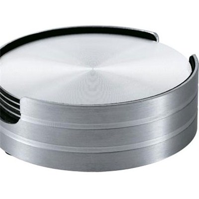 CA006-01 Stainless Steel Barware Round Coasters with Base and EVA Backing