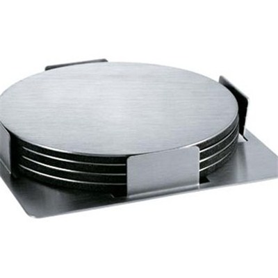 CA010 Stainless Steel Barware Round Cup Coasters with EVA Backing Tabletop Display