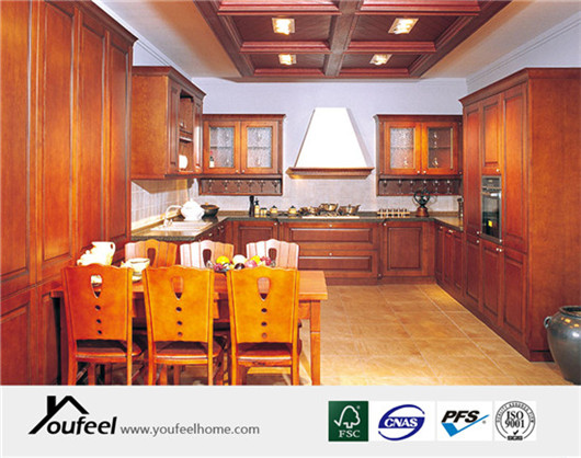 Traditional Customized Red Oak Wood Kitchen Cabinet
