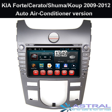 Quad Core Android DVD-плеер автомобиля для KIA Forte / Cerato / Шума / Koup 2009-2012 с беспроводной ТВ Автомобильный радиоприемник Bluetooth