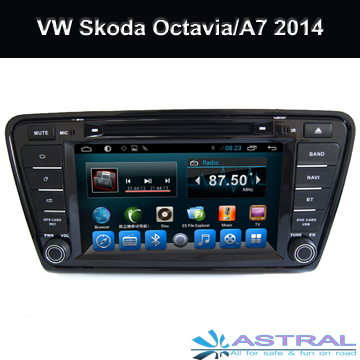 Quad Core Car GPS Navigation Central Multimedia for Volkswagen Skoda Octavia 2014 / A7 with Android4.4 System