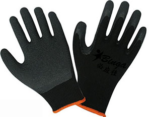 China Latex Coated 13G Polyester Safety Glove Crinkle 