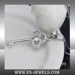 Key Style 925 Sterling Silver Necklace Jewelry ESL003
