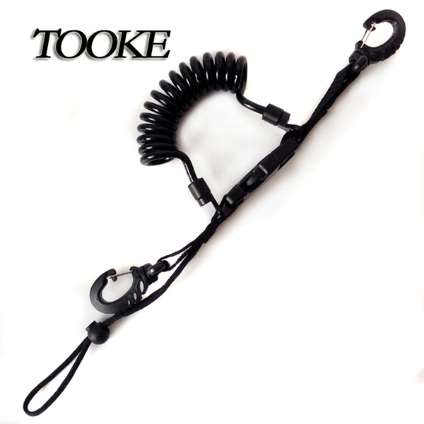 TOOKE Scuba Diving Dive Snappy Coil Spiral Lanyard With Clips and Quick Release Buckle for hookup Camera