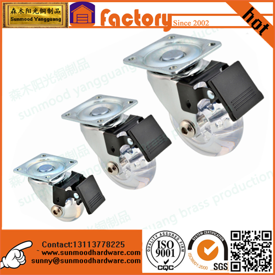 1-3inch transparent caster Foshan manufacture caster for shopping cart/shopping basket
