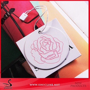 Sinicline july elegant white special paper swing tag custom hang tag with debossed logo