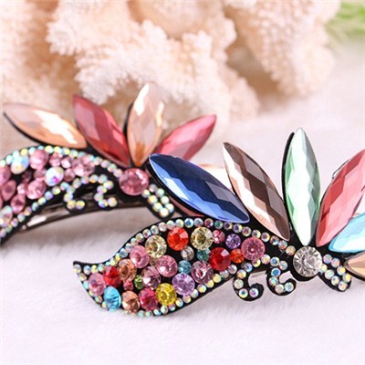 2015 Korean Elegant And Colorful Crystal Spring Clip Hairpin, Colorful Twist Horsetail Hair Accessories,Welcome To Sample Custom