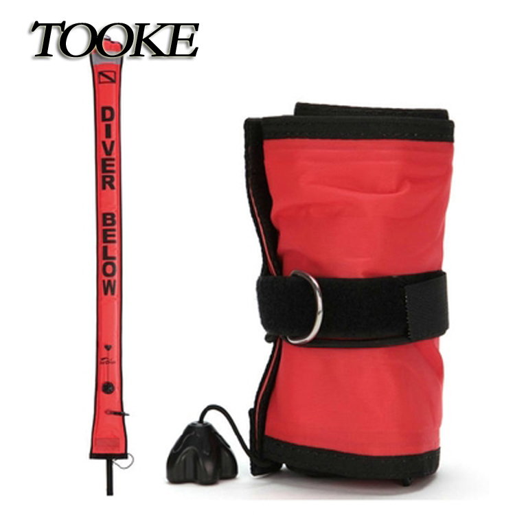 TOOKE SMB 1.8*18cm Nylon Pull Diving Buoys With Vale Surface Marker Buoy