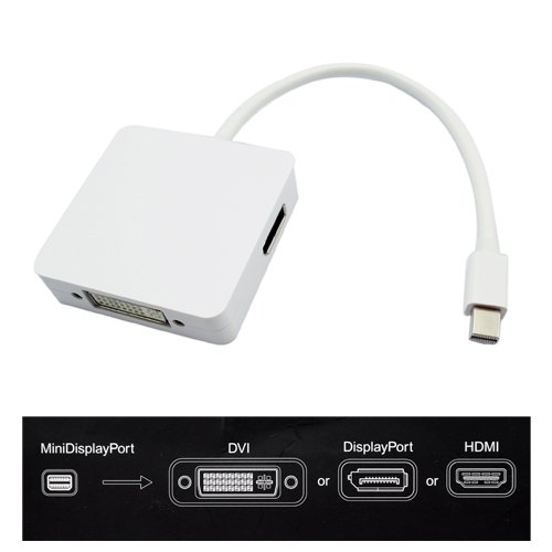 Совершенно новый 0,15М 3 в 1 Mini DisplayPort к Digi-портовый адаптер HDMI / DVI / DisplayPort для Macbook