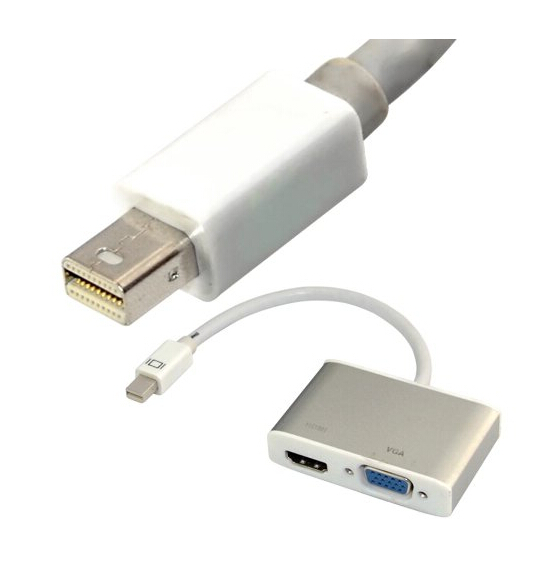2 в 1 Mini DisplayPort DP к Digi-Порт HDMI + VGA двойной Женский адаптер конвертер