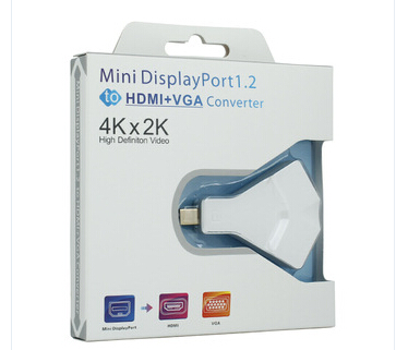 4K *2K mini displayport 1.2 cable to hdmi Adapter, 2 in 1 Mini DP Displayport to hdmi vga conveter adapter 