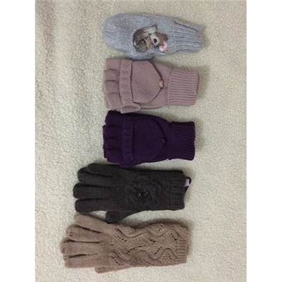 Knitted Gloves With Sequins Patches Fingers