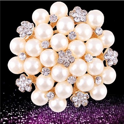2015 Hot Style Hot Fashion Pearl Brooches, Full Of Fashionable Diamond Flower Brooch,Welcome To Sample Custom