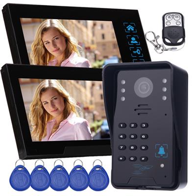 manufacturer TS-806MJIDSNRED12 Wired Video Intercom With 2 Monitors, Keyfobs, Id Card, And Recording Function
