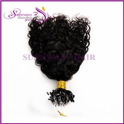 Sunnymay Micro Loop Hair Extensions 1g/pcs 100 Strands Natural Curly Virgin Brazilian Human Hair Loop Tip Custom Orders Accept